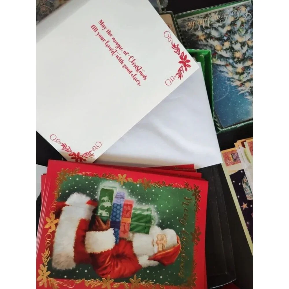 140 pcs vintage Christmas holidays postcards 70 cards + 70 envelopes, assorted
